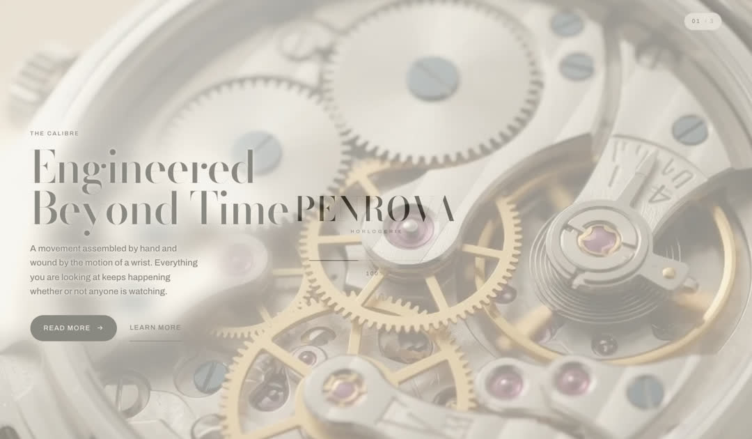 Watch movement close-up, Engineered Beyond Time